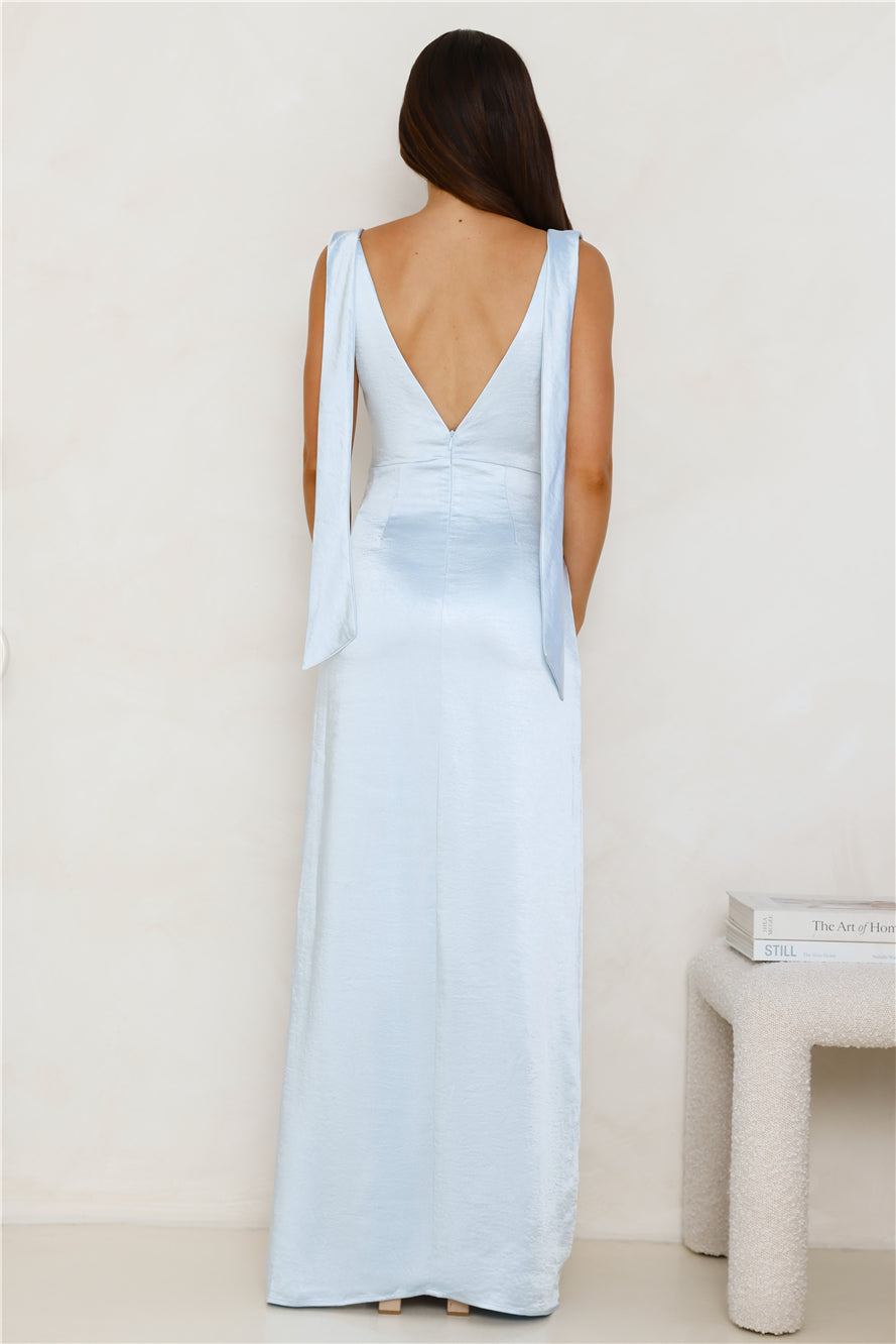 Stylish Slip Satin Maxi Dress Blue