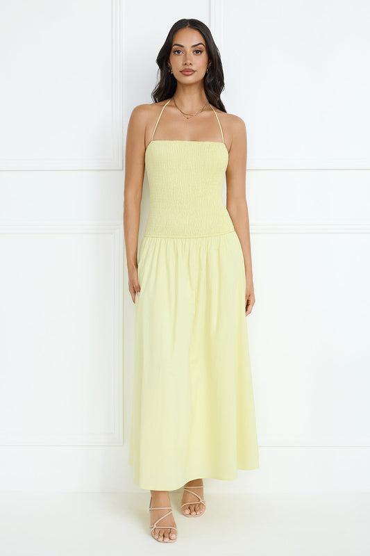 Unmatched Energy Halter Maxi Dress Yellow