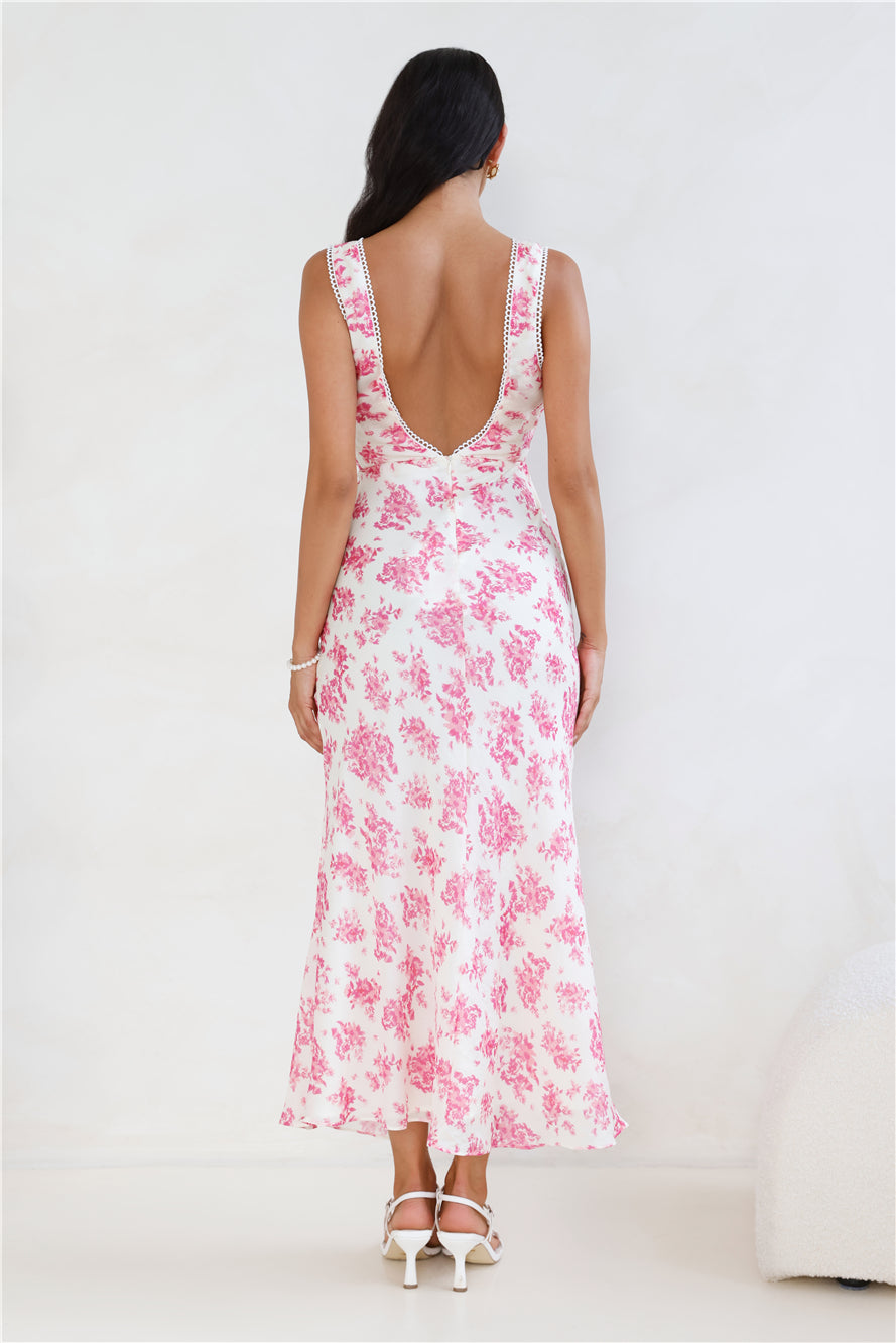 Soft Florals Maxi Dress Pink