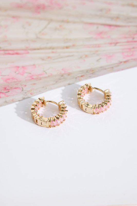 18k Gold Plated Rose Gems Earrings Gold