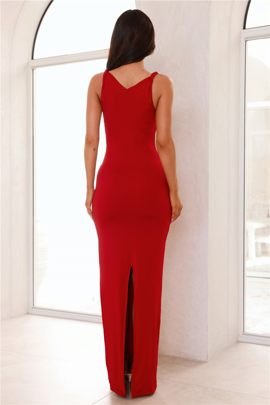 Into My Cart Off Shoulder Maxi Dress Red