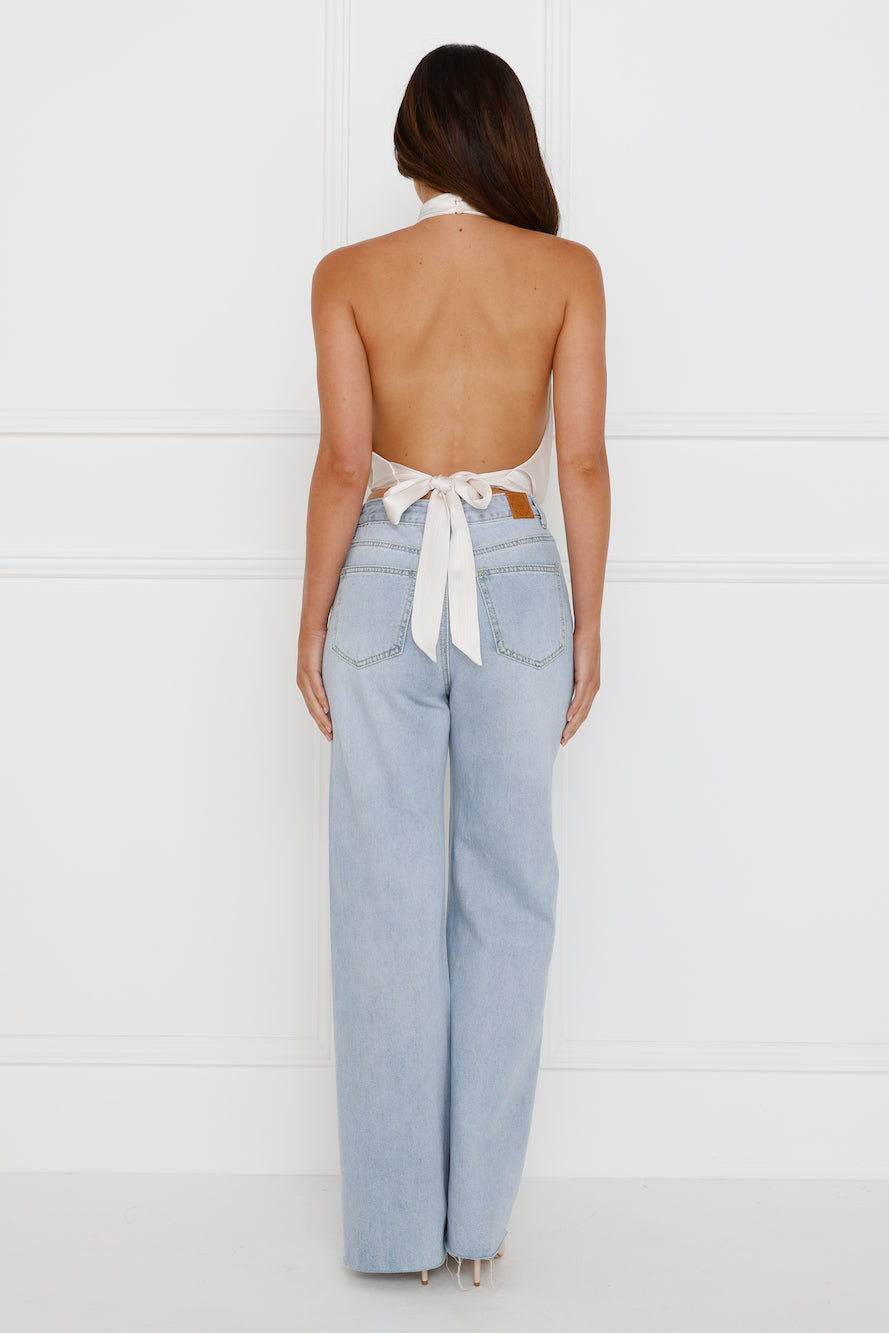 Pippin Satin Halter Crop Top Champagne