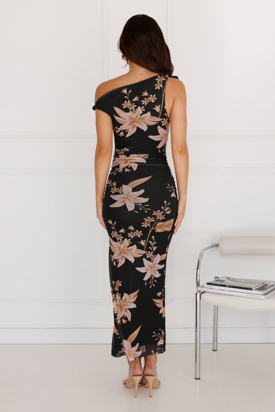 Stylish World Off Shoulder Maxi Dress Black