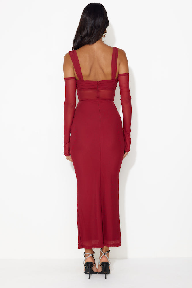 RUNAWAY Lamoura Midi Dress Wine