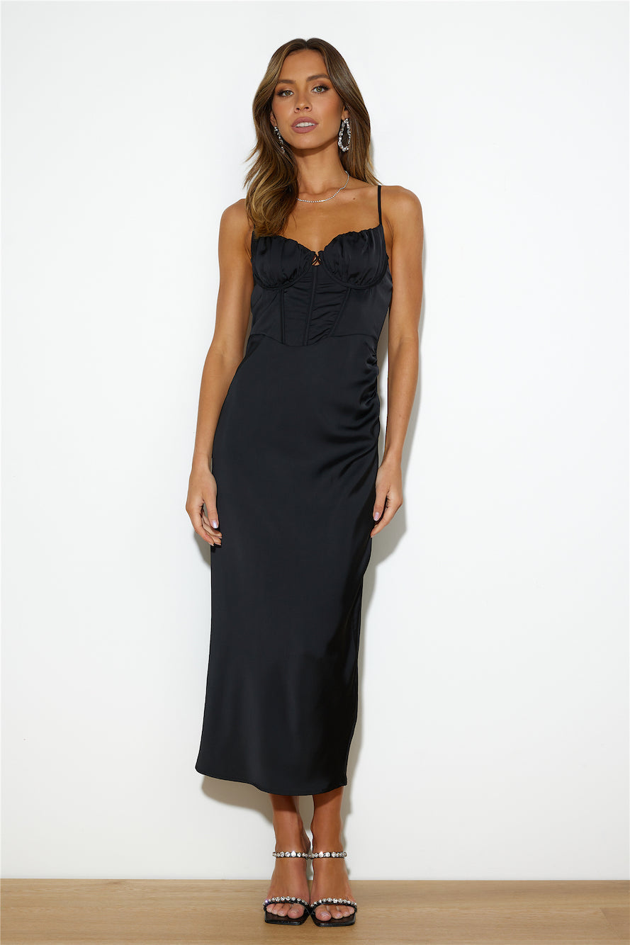 Ruled Over You Midi Dress Black
