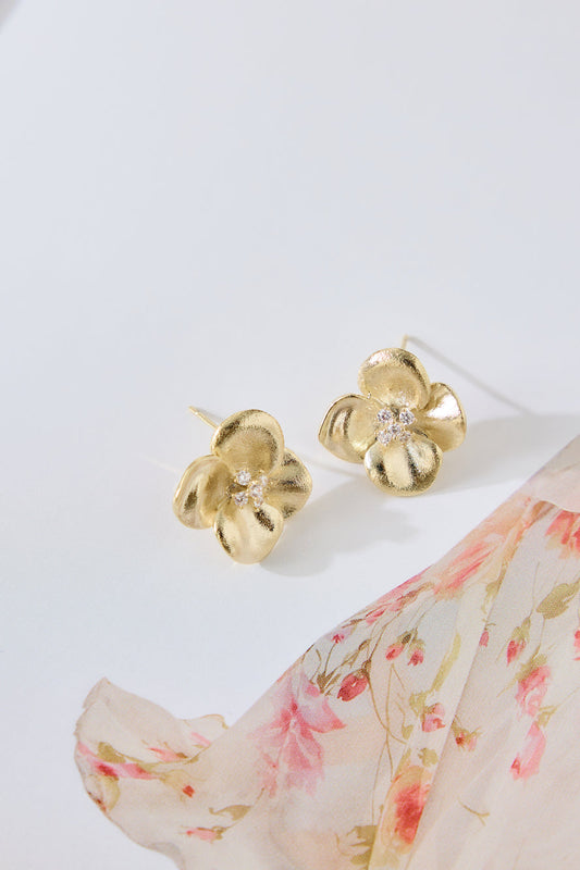 18k Gold Plated Talia Flower Earrings Gold