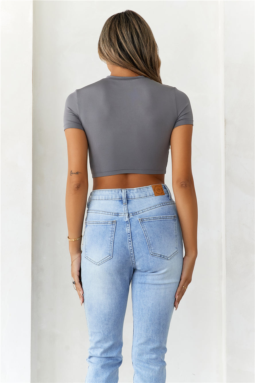 BASE  The Baby Tee Crop Top Charcoal