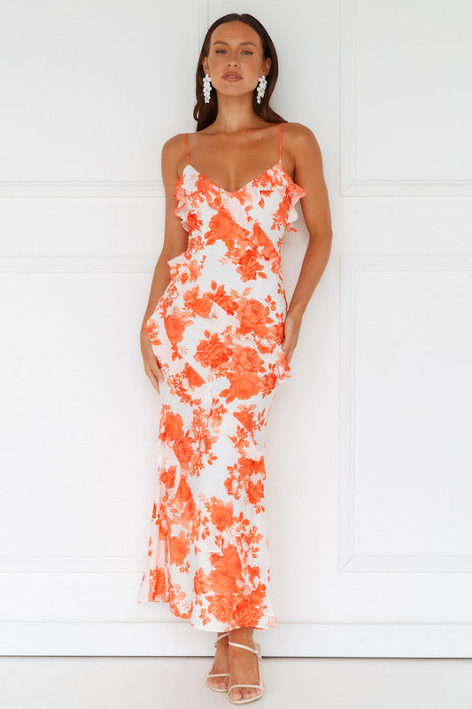 Sunshine Daisies Maxi Dress Orange
