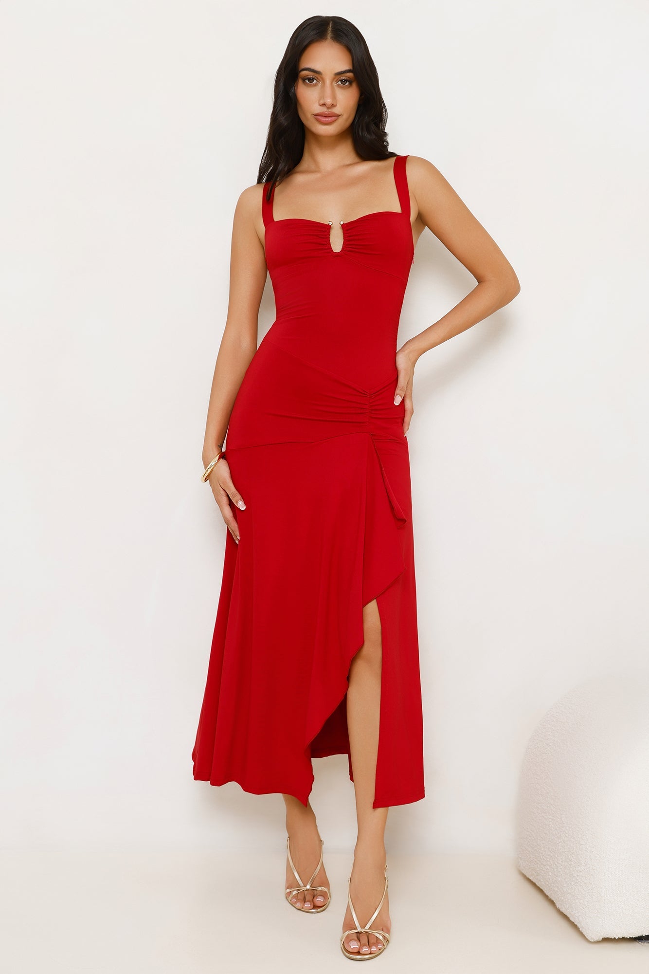 Velvet Kiss Midi Dress Red