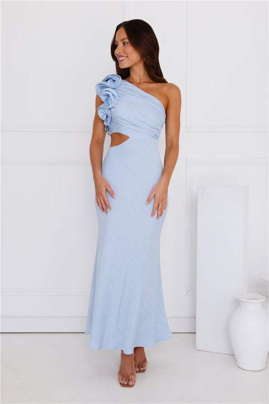 Midnight Runway One Shoulder Maxi Dress Blue