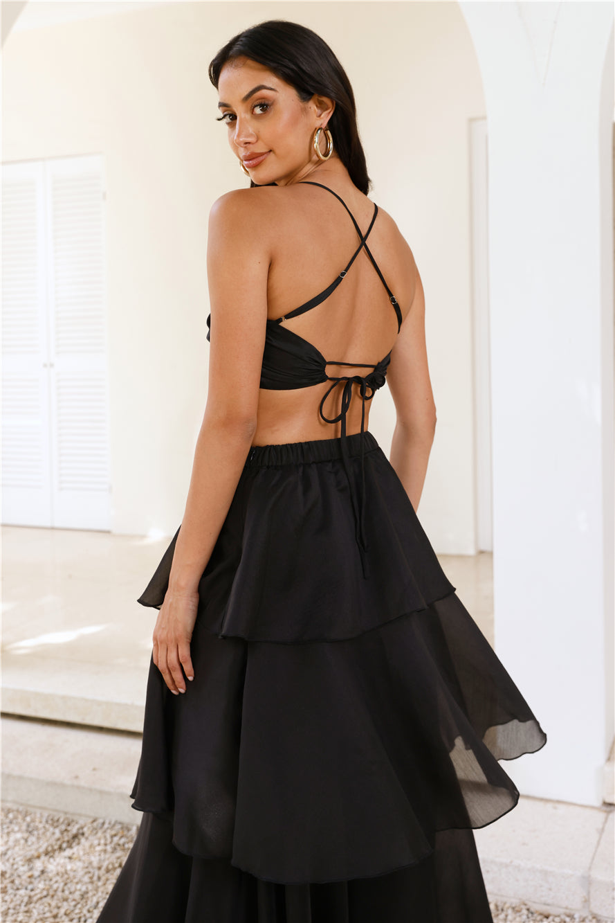 Two Becomes One Crop Top Black