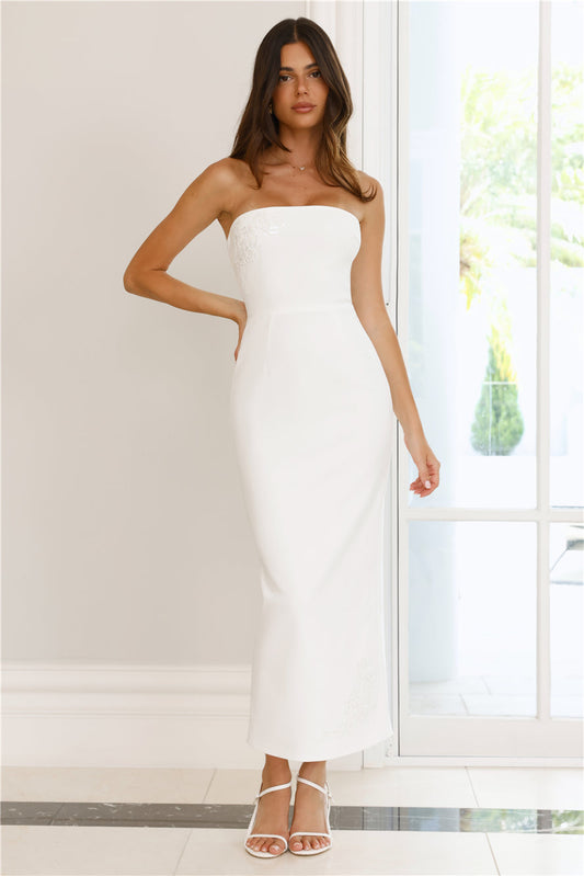 Serenade Of Love Strapless Maxi Dress White