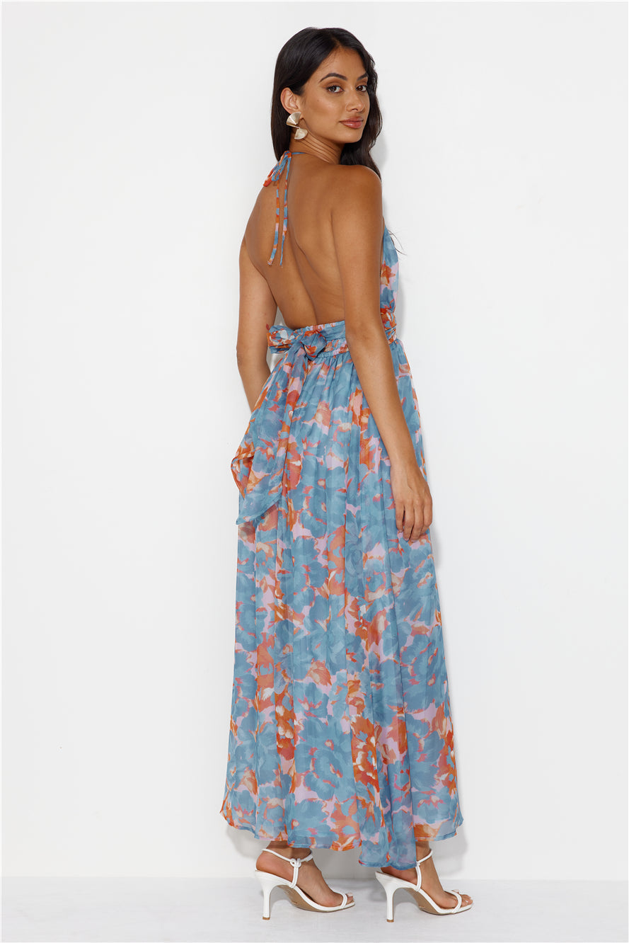 Rules To Follow Halter Maxi Dress Blue