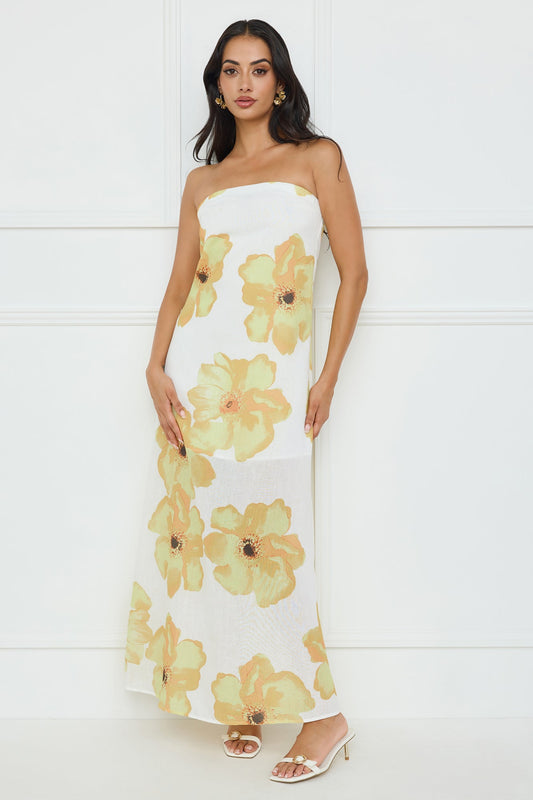 Sunlight��s Embrace Strapless Maxi Dress Yellow