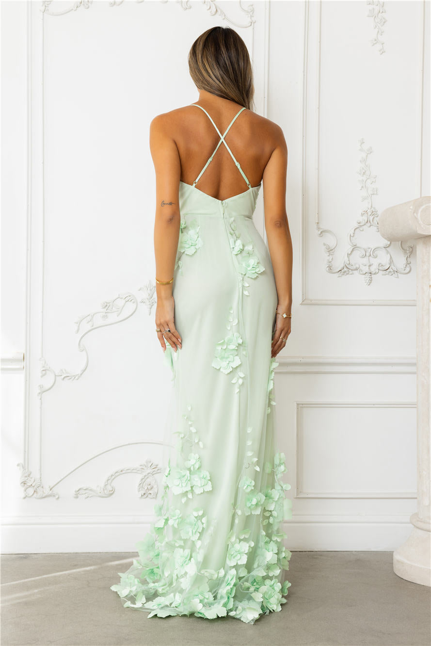 Flower Vine Maxi Dress Sage