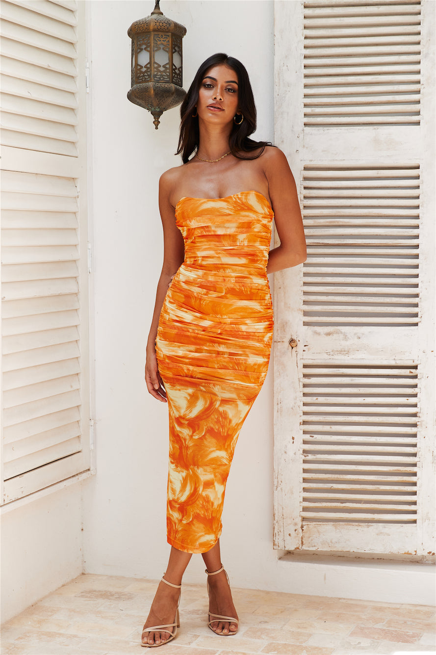 Snatched Look Maxi Dress Orange