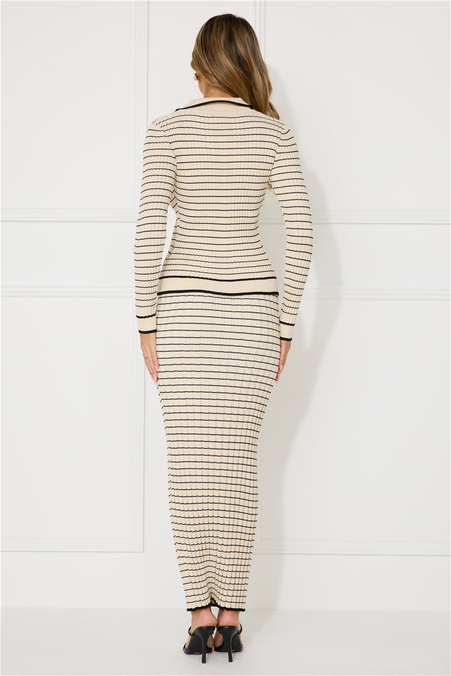 New York Chill Long Sleeve Knit Top Beige