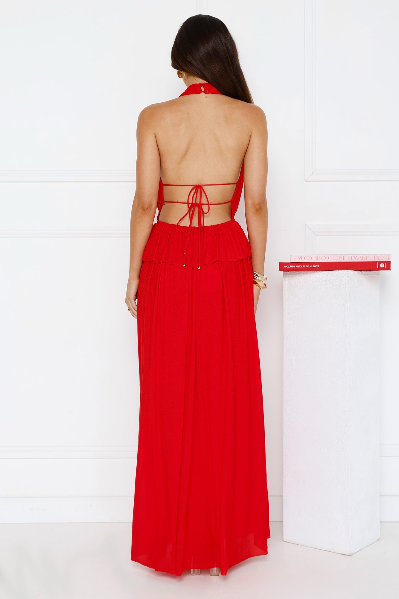 Love From Rosalie Halter Maxi Dress Red