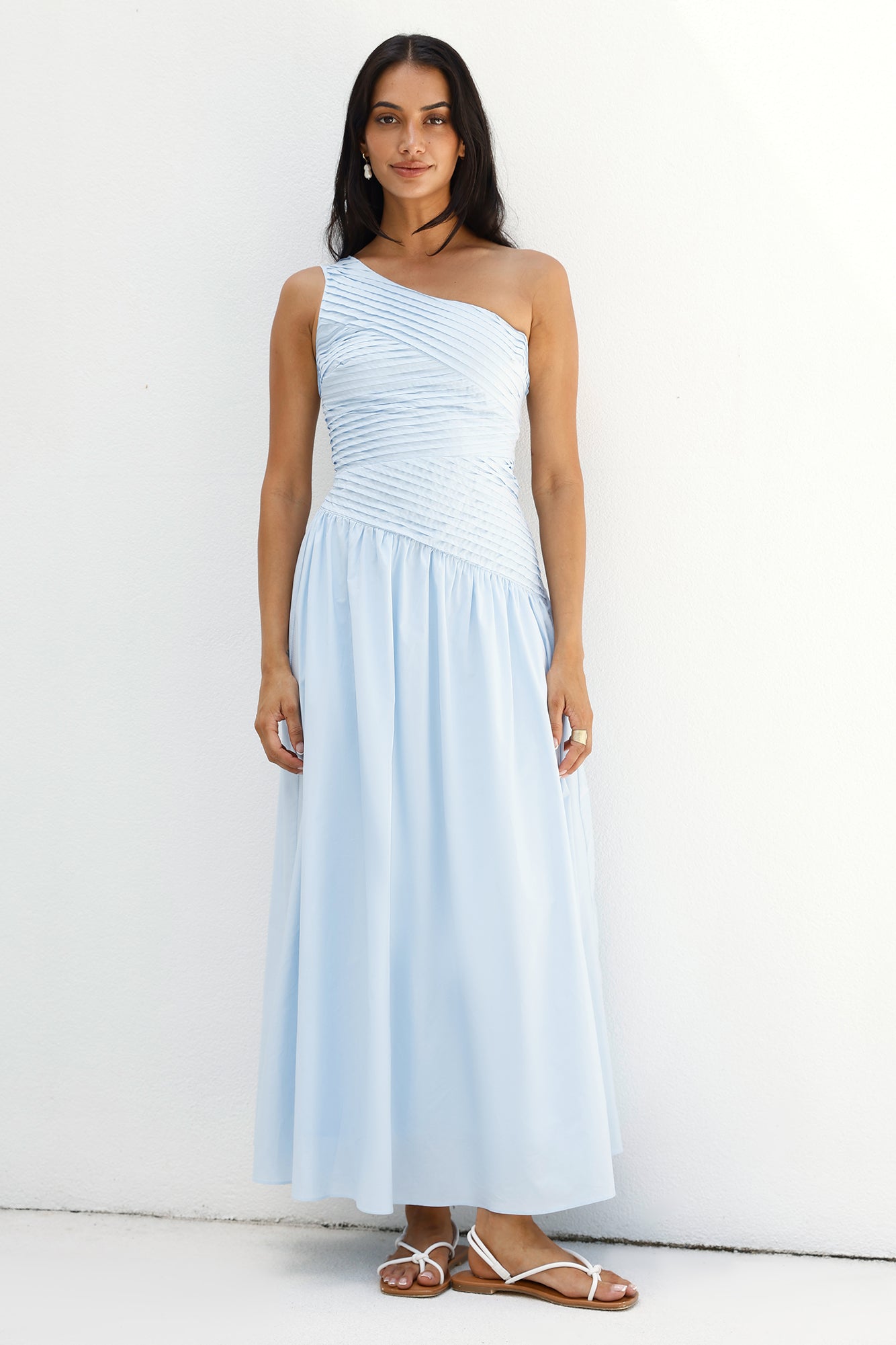 Seashell Moments One Shoulder Maxi Dress Blue