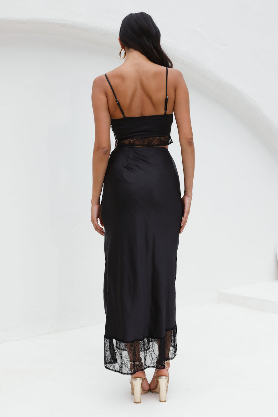 Lavishness Satin Crop Top Black