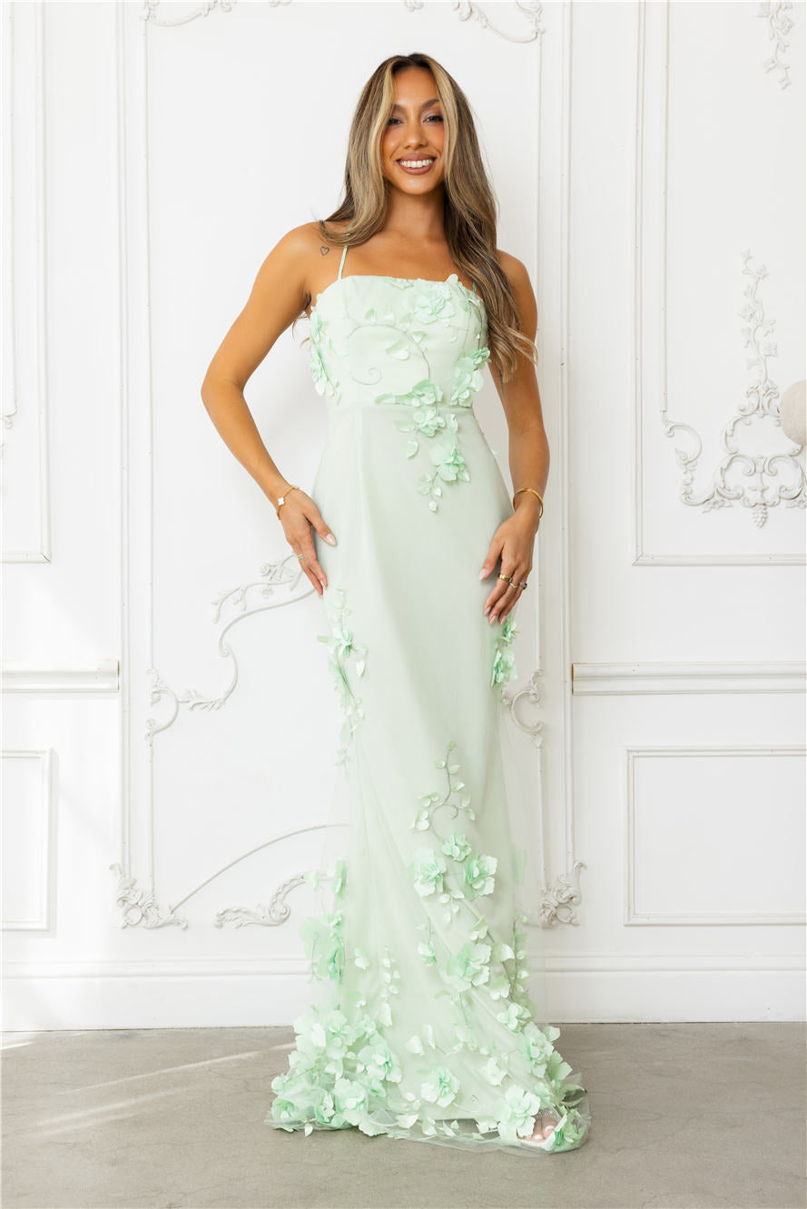 Flower Vine Maxi Dress Sage