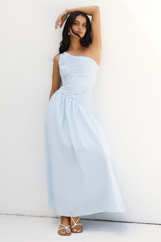 Seashell Moments One Shoulder Maxi Dress Blue