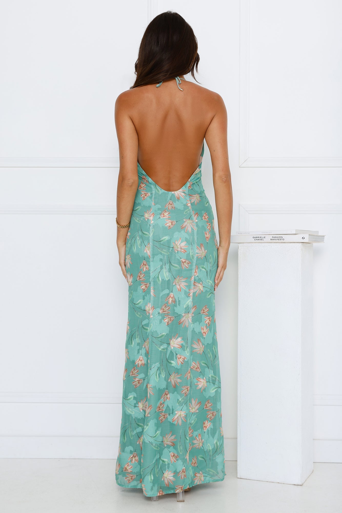 HELLO MOLLY Green Oasis Halter Maxi Dress Green