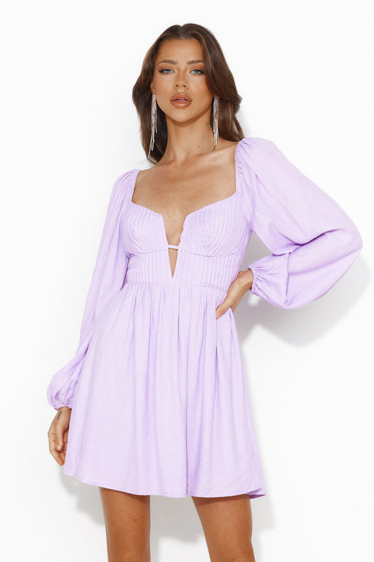 Dress To Express Long Sleeve Mini Dress Lilac