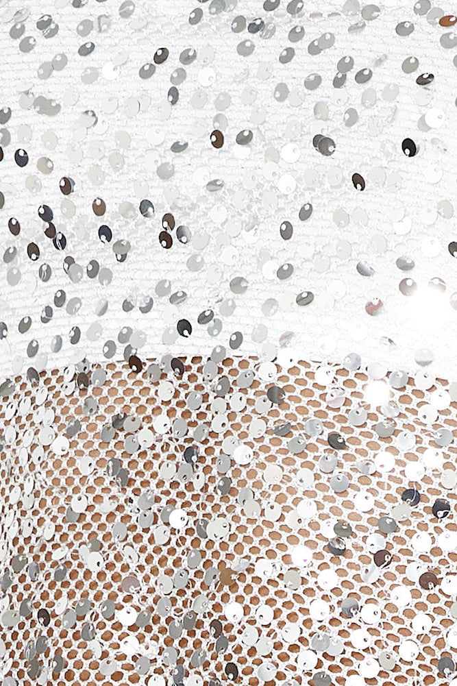She Is The Party Strapless Sequin Crop Top Silver