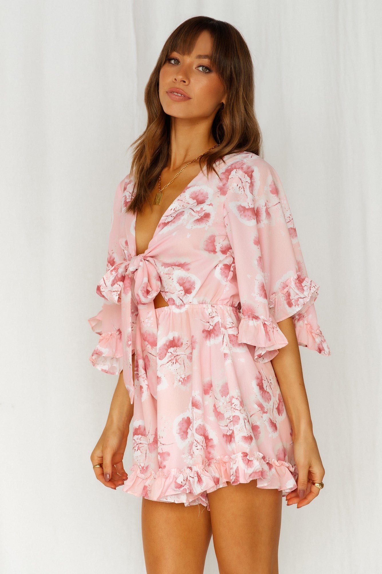 Bloomed Flower Romper Pink