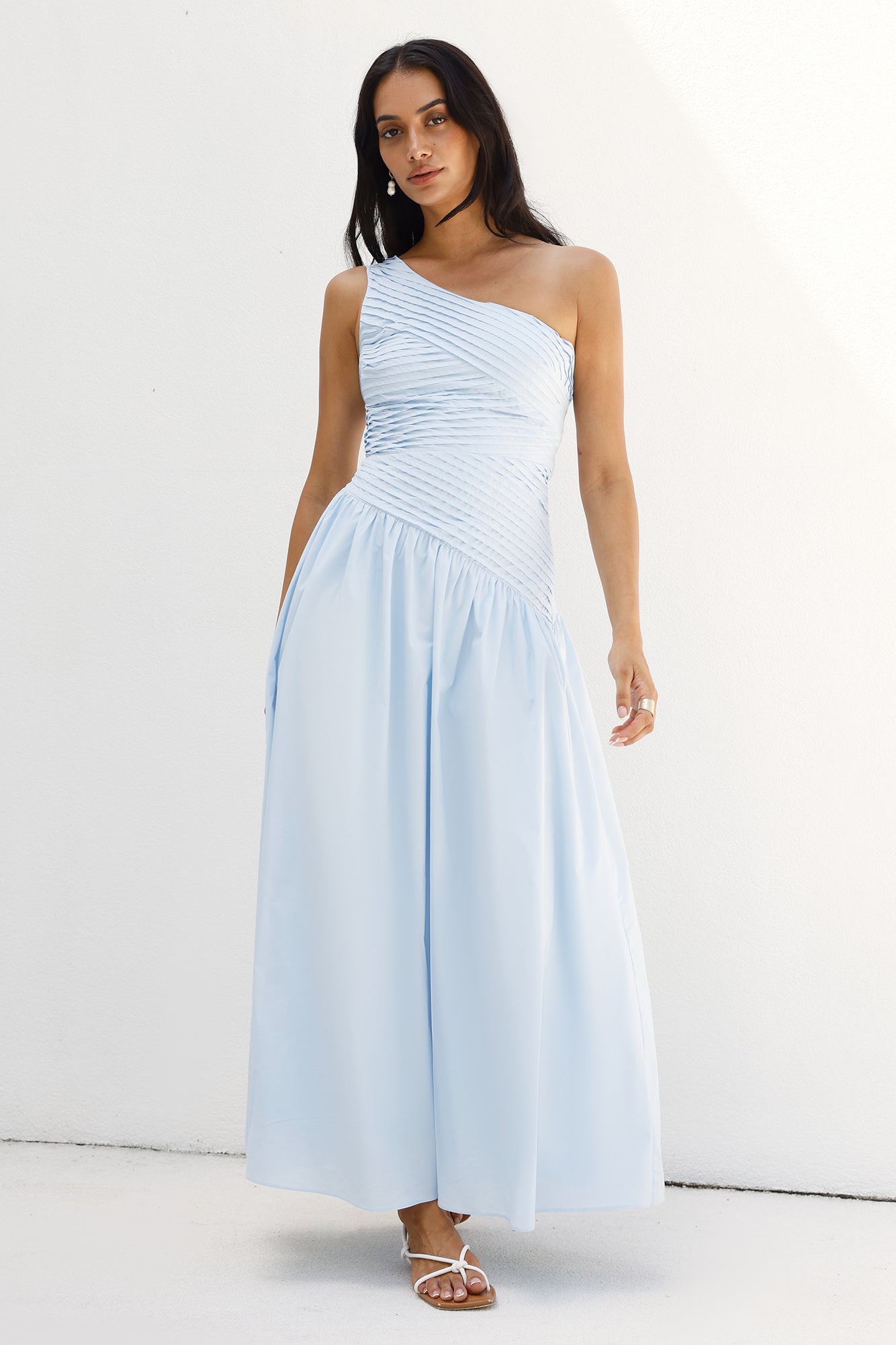 Seashell Moments One Shoulder Maxi Dress Blue