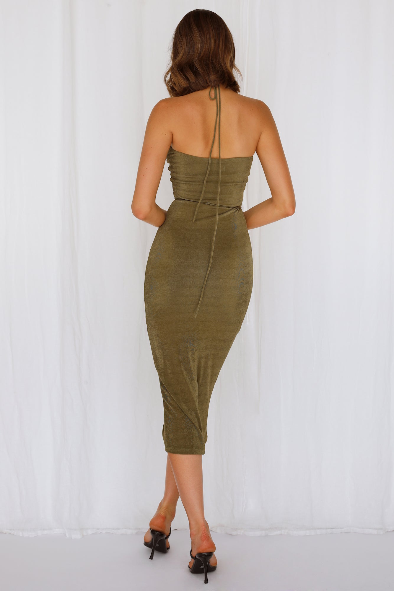 Sultry On The Scene Midi Dress Khaki