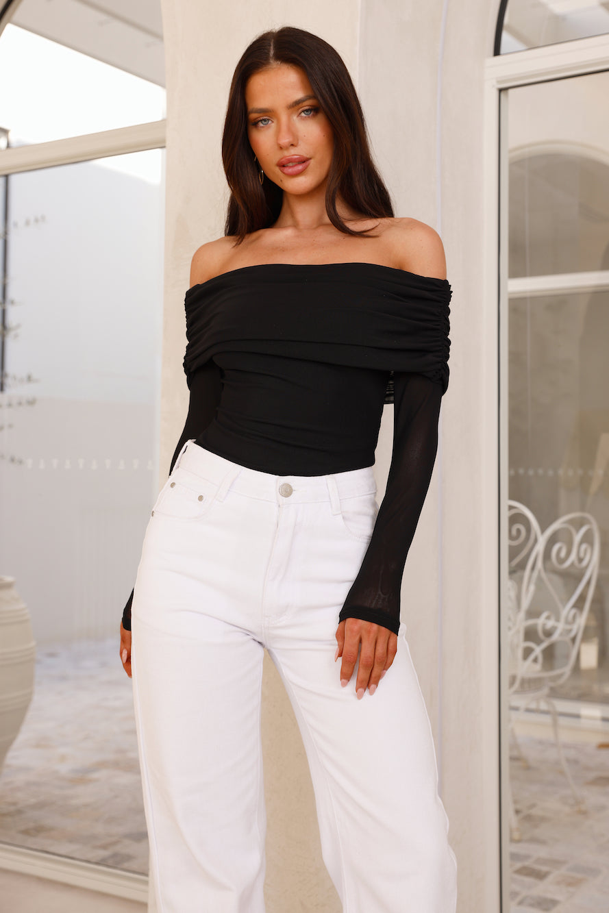 Ch��rie Off Shoulder Mesh Bodysuit Black