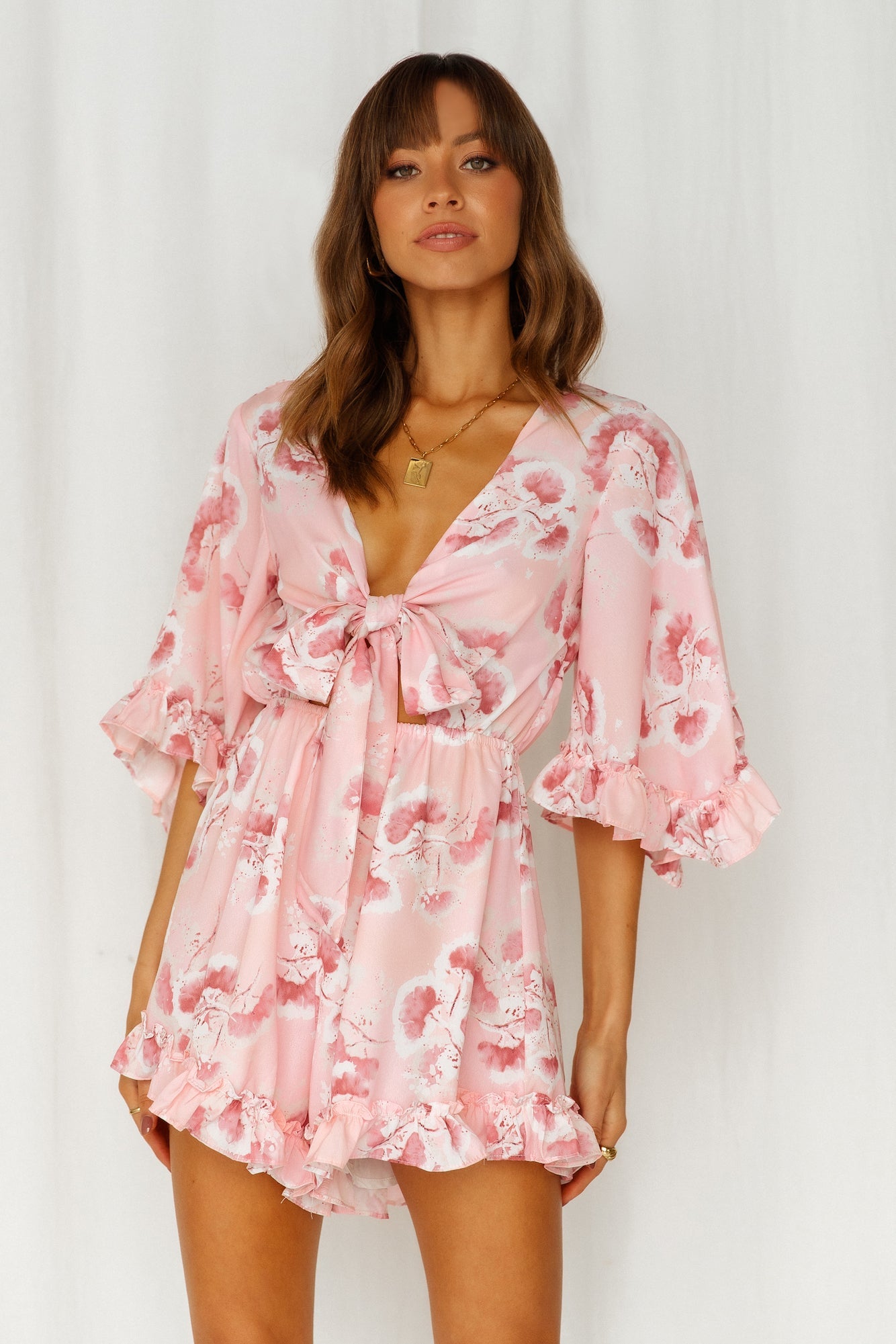 Bloomed Flower Romper Pink