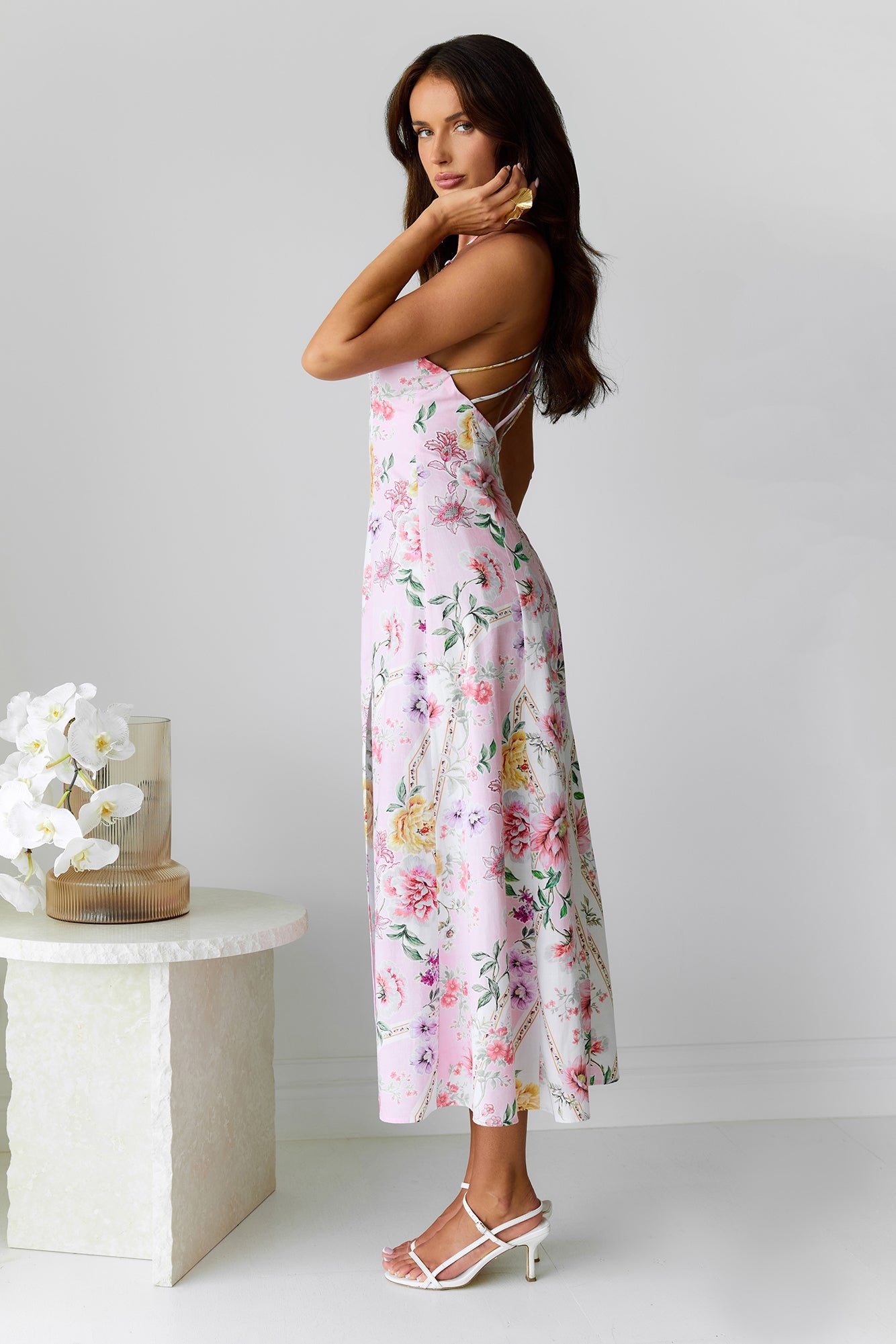 Sunset Dahlia Midi Dress Floral