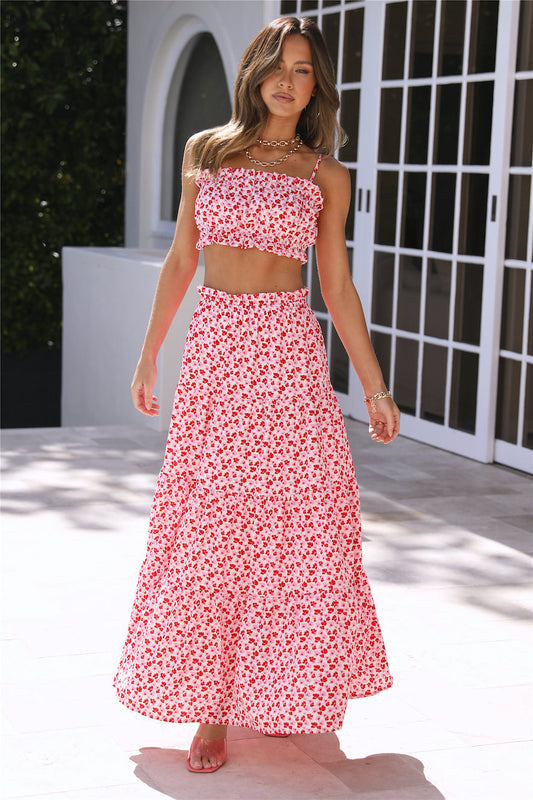 Pretty Dance Maxi Skirt Red
