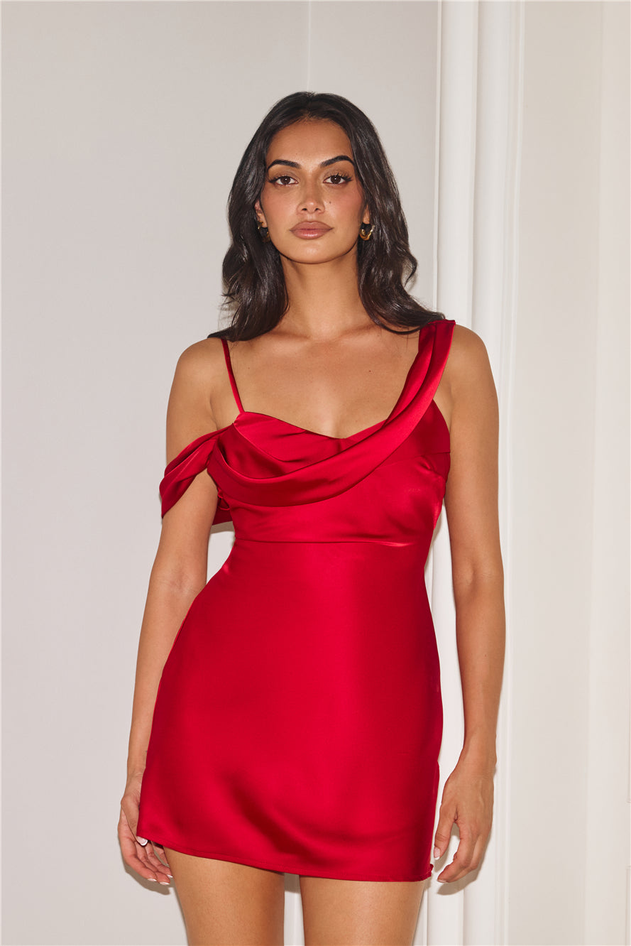 Elegance Of You Satin Mini Dress Burgundy