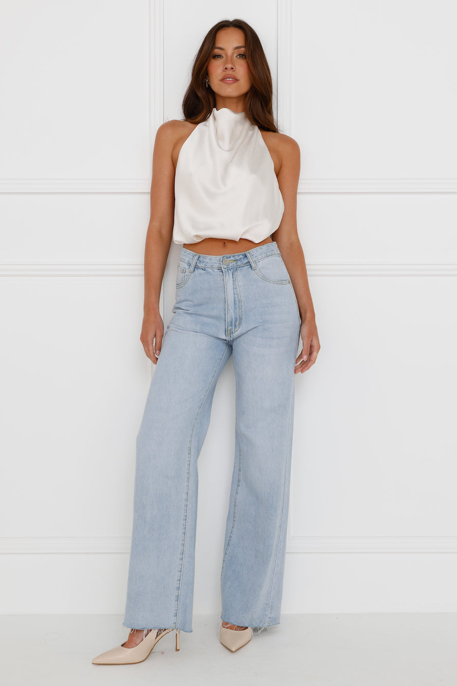 Pippin Satin Halter Crop Top Champagne