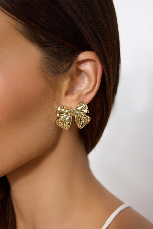 18k Gold Plated Flirty Bow Earrings Gold