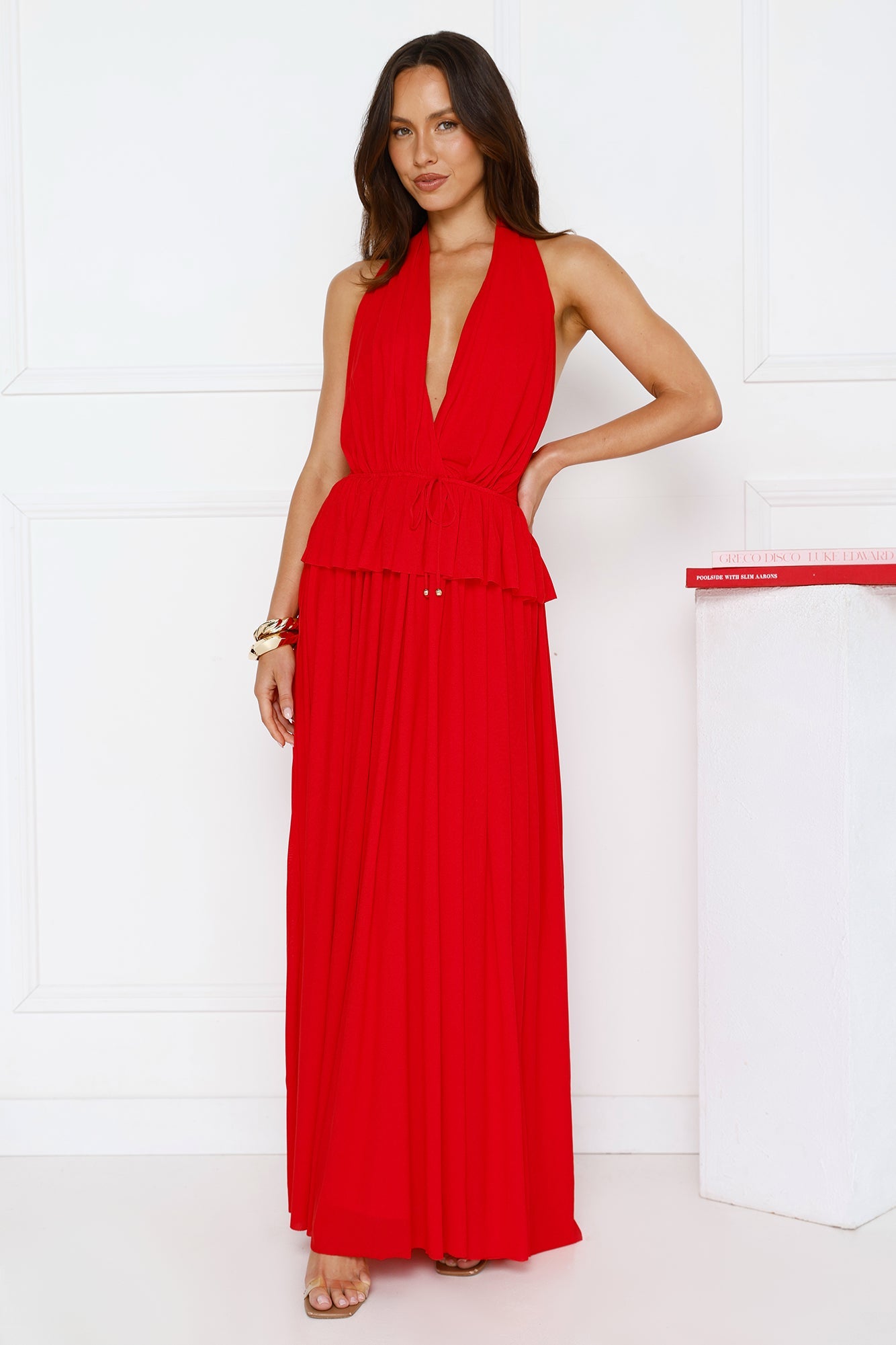 Love From Rosalie Halter Maxi Dress Red