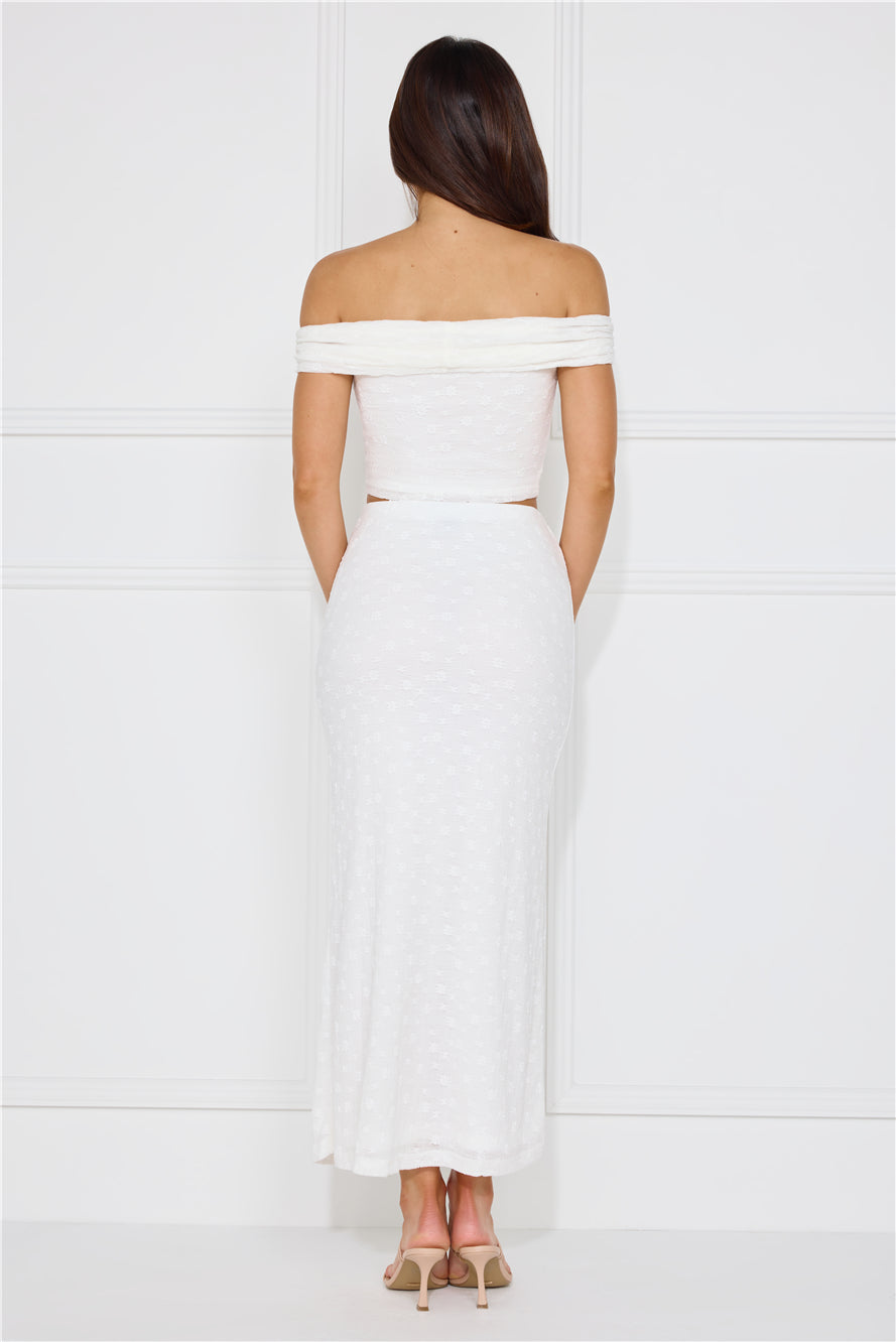 Secret World Off Shoulder Crop Top White
