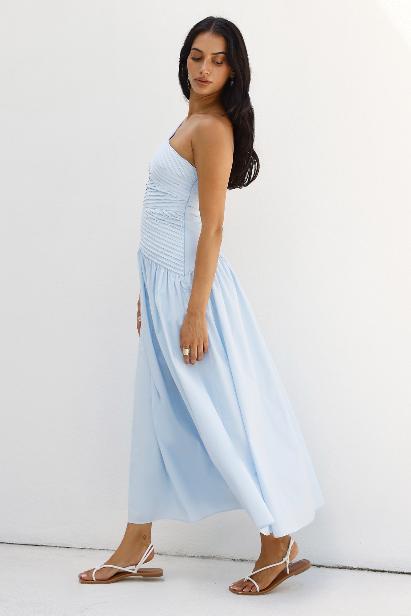 Seashell Moments One Shoulder Maxi Dress Blue