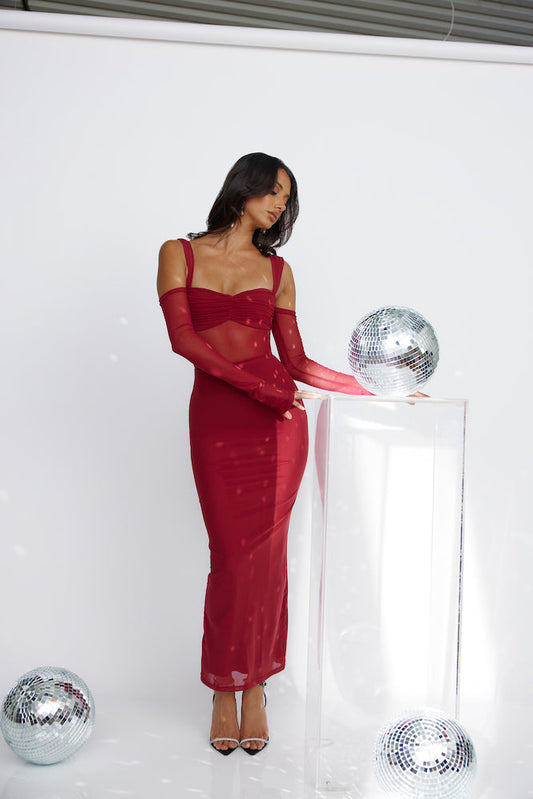 RUNAWAY Lamoura Midi Dress Wine