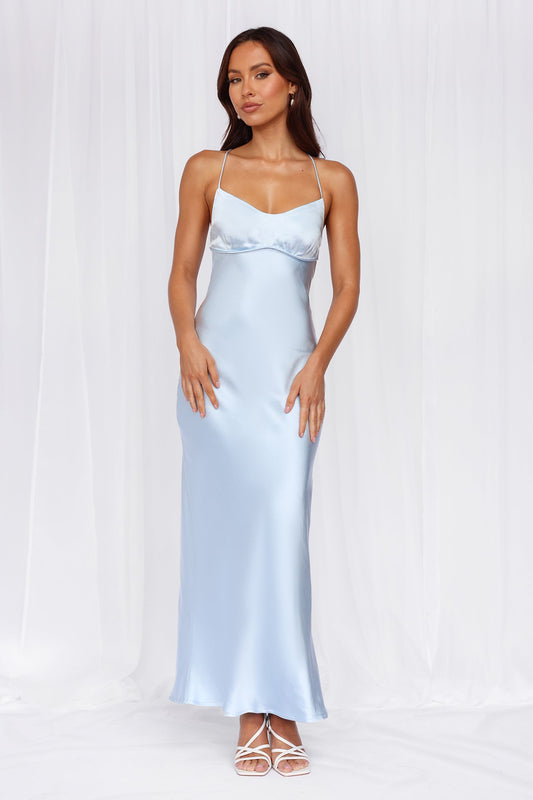 HELLO MOLLY The Samara Satin Maxi Dress Blue