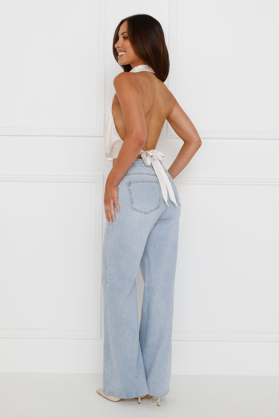 Pippin Satin Halter Crop Top Champagne