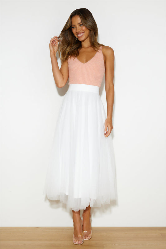 Keeping It Smart Midi Skirt White