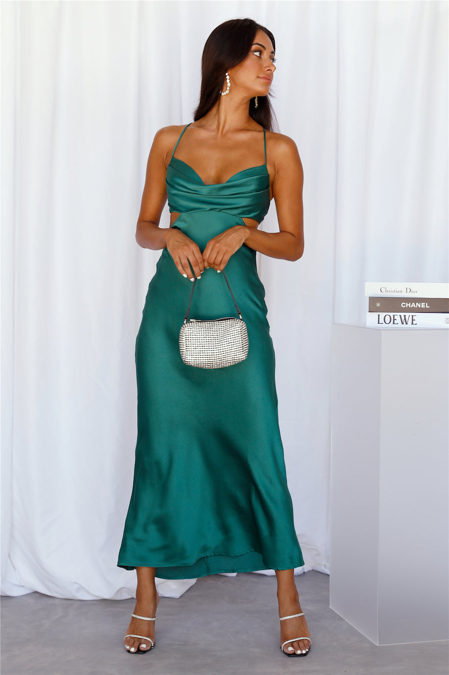 Purely Formed Satin Maxi Dress Green