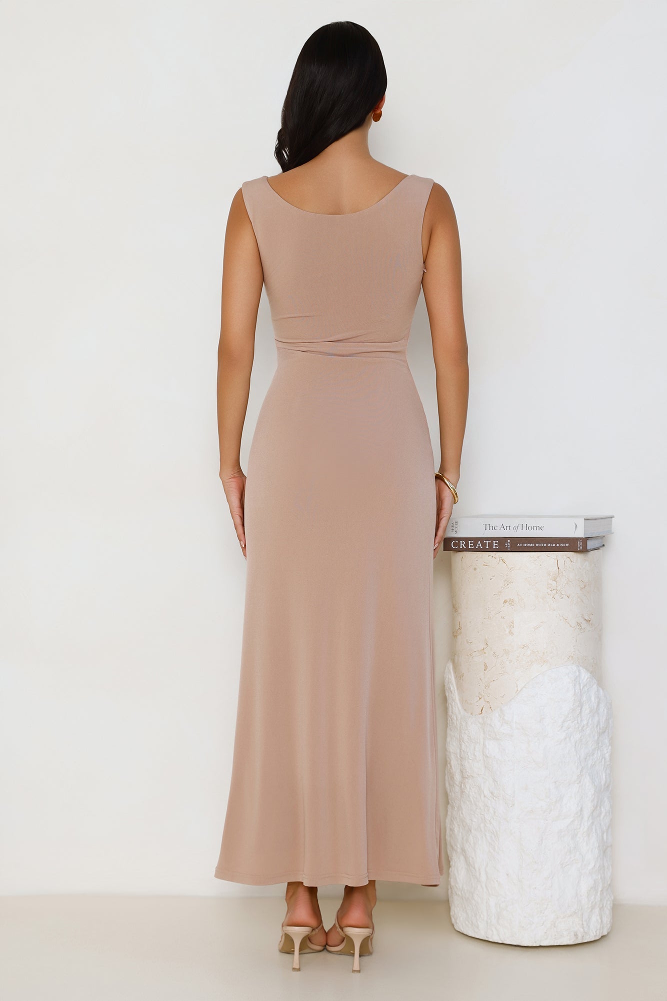 Iconic Aura Mesh Maxi Dress Beige