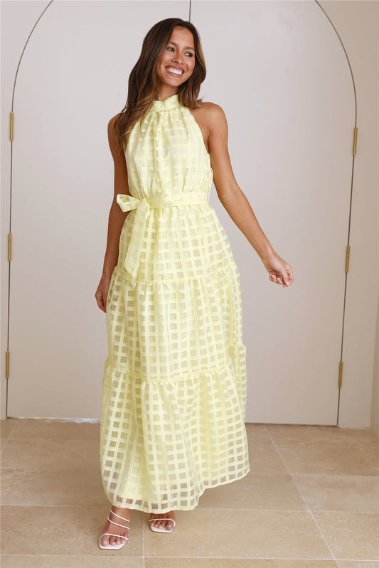 Summertime Picnic Maxi Dress Lemon