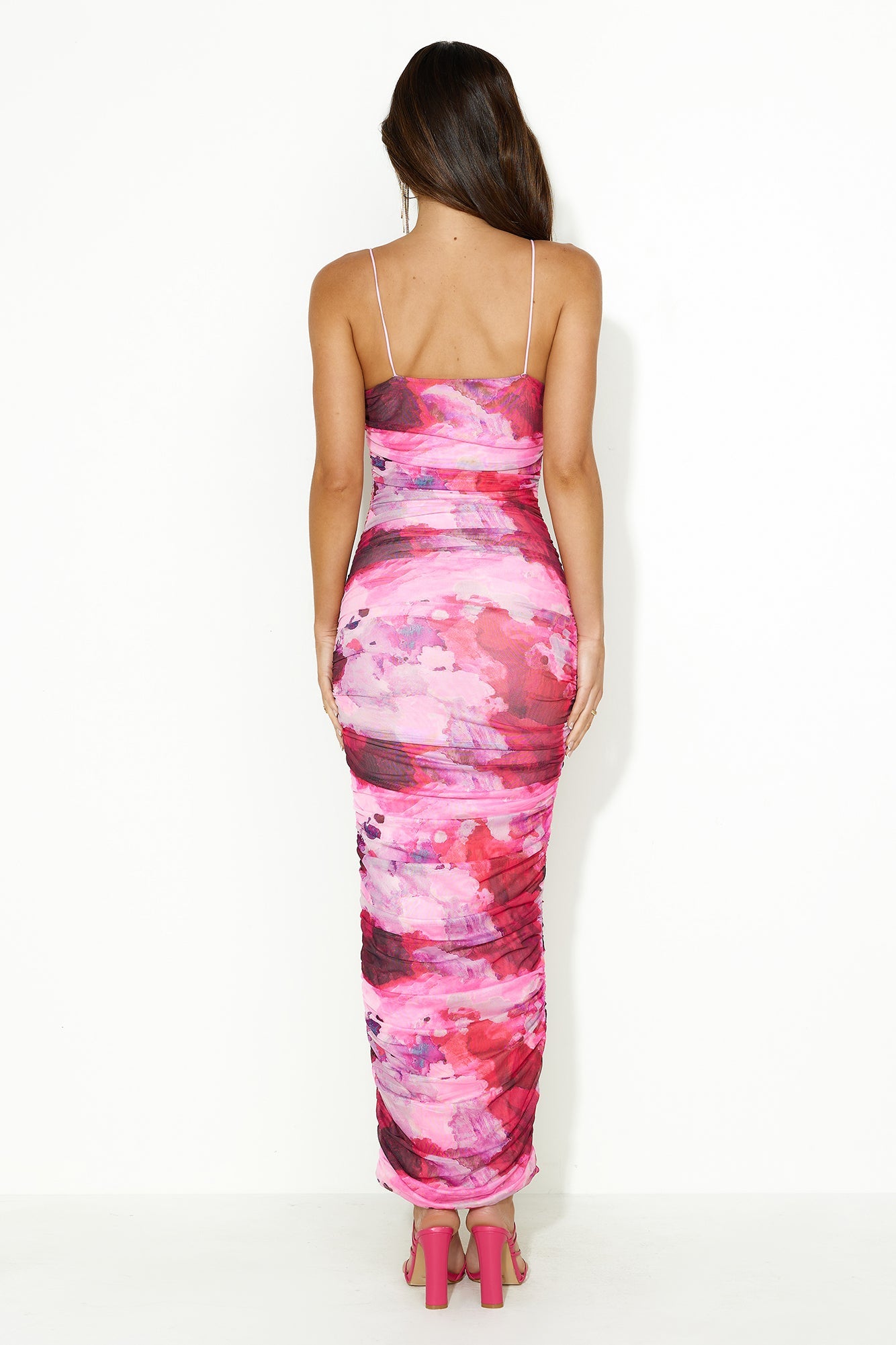 Seen In The Night Mesh Maxi Dress Pink